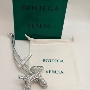 Bottega Veneta Silver Knot Dog Keychain or Bag Charm